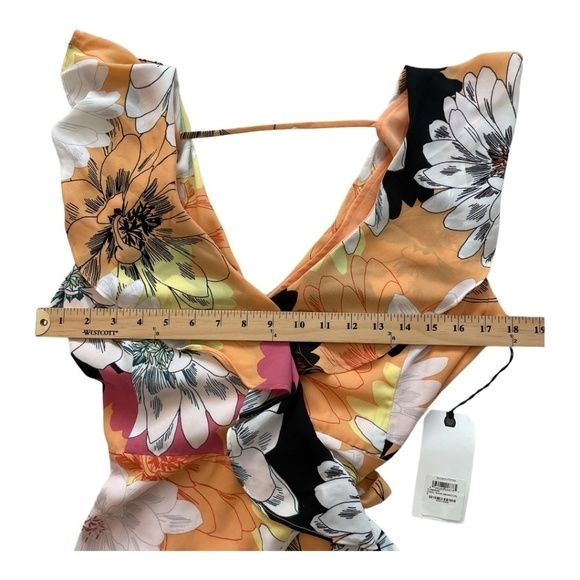 LEITH Dress Floral Wrap Lower Back High Low Front Lined Size S Cocktail NEW - Picture 11 of 16